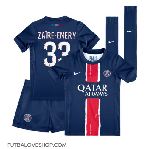 Dres Paris Saint-Germain Warren Zaire-Emery #33 Domáci pre deti 2024-25 Krátky Rukáv (+ trenírky)